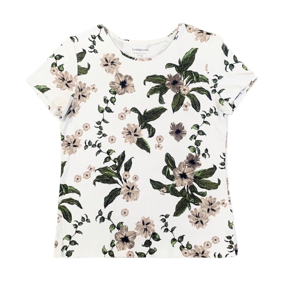 ❌ SOLD ❌ Croft & Barrow Soft Floral Plant Tee Short Sleeve Crew Tshirt Sz Small - Picture 6 of 9
